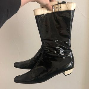 Gucci Black Patent Leather mid-rise boots